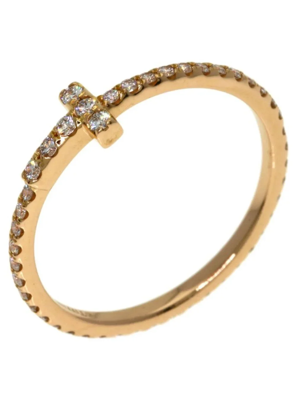 Tiffany & Co T Wire Full Circle Diamond Ring 18k Yellow Gold